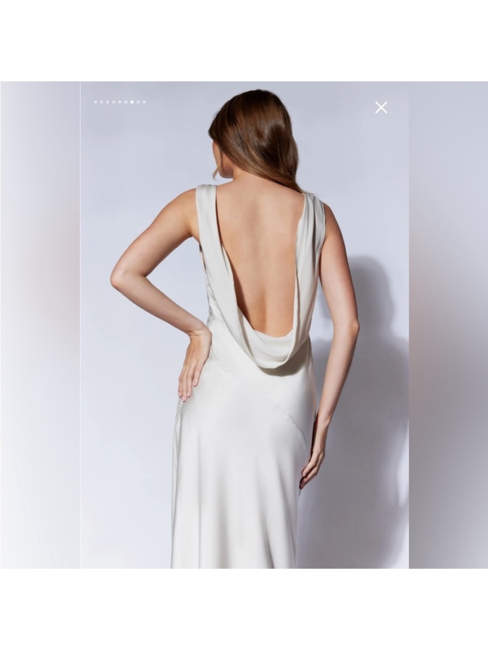 Meshki Nadia Maxi Satin Dress with Back Cowl in Silver Sz XL - Picture 8 of 16